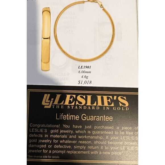 14K Italian Gold  High Polished Omega Back Hoop Earrings by Leslies Jewelry - Picture 10 of 11